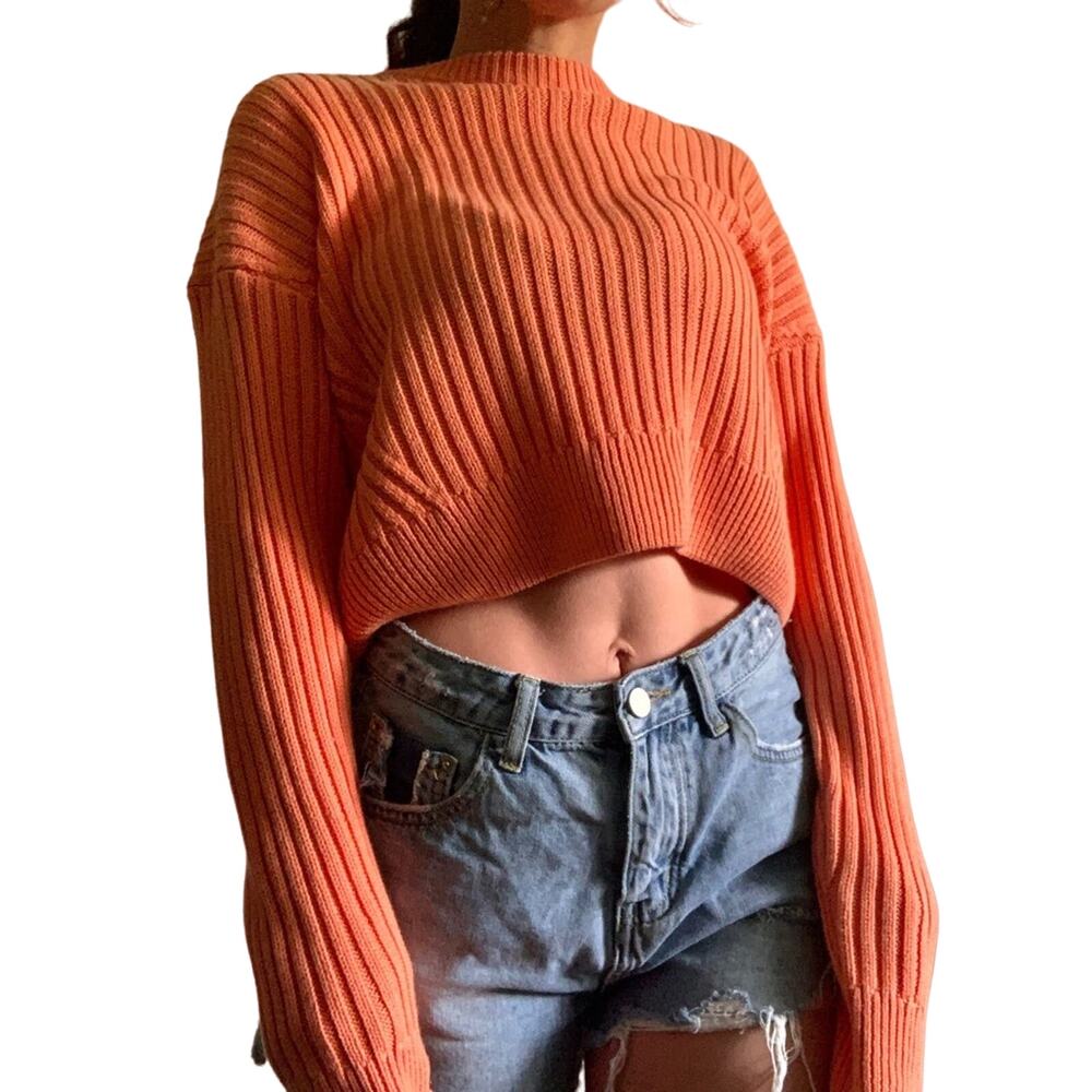 Vestique Peach Ribbed Knit Sweater NWT